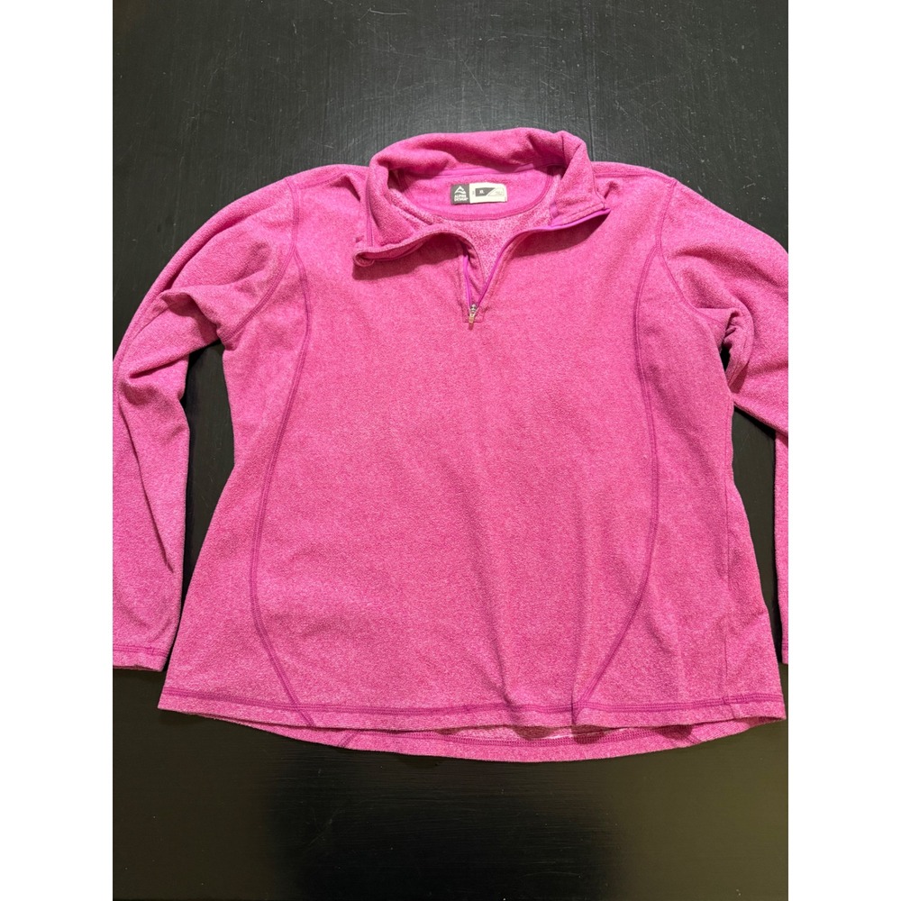Alpine Design Womens XL Magenta Pink Heather Quarter Zip Fleece Pullover Sweater